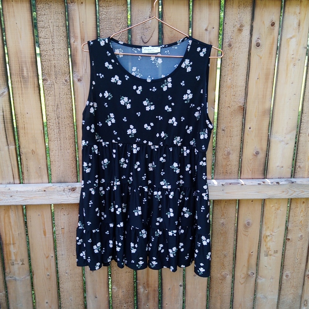 Perfect Peach Flowy Floral Print Pattern Tank Top… - image 1